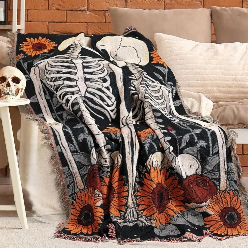 Vintage Skeleton in Love Halloween Blanket Sofa Throw